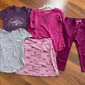 5 items Eddie Bauer GAP Old Navy Purple Pink Tops skirt yoga pants EXTRA SMALL